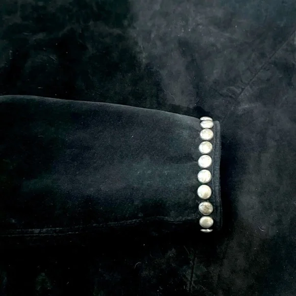 Double D Ranch suede studded jacket silver cross faux with turquoise Rtl $795 S - Picture 7 of 10